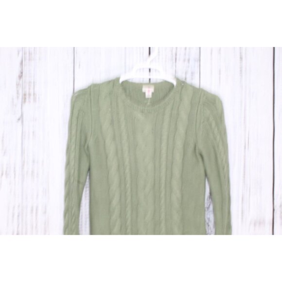 LL Bean Double L Cable Sweater Crewneck Bay Leaf Size Small - Picture 3 of 10